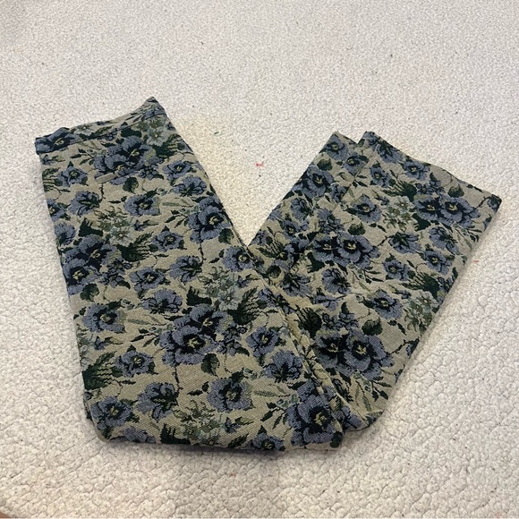 EN SAISON Floral Tapestry Jaquard Passion Crop High Rise Trousers Pants Size - Picture 2 of 5